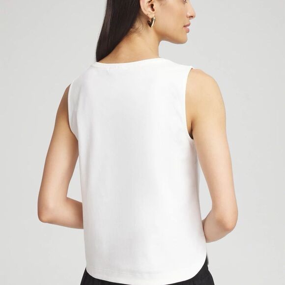 Chicos Grommet Neck Detail Tank Alabaster 2 NWT IN PACKAGE - Picture 3 of 10